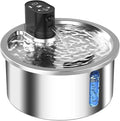 Stainless steel cat water fountain with temperature control base and automatic circulation system