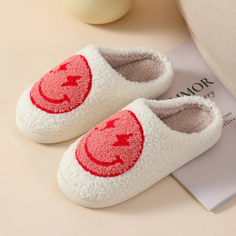 Cartoon love style plush slippers for women with non-slip PVC soles in multiple colour designs