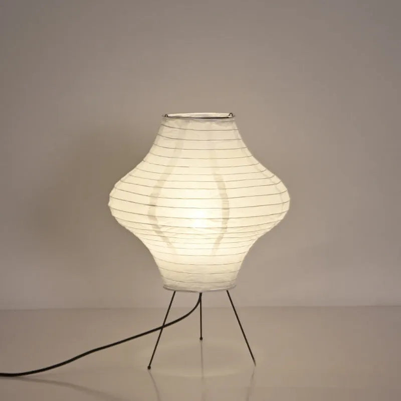 Japanese-style decorative table lamp with three-colour LED lighting on wooden table