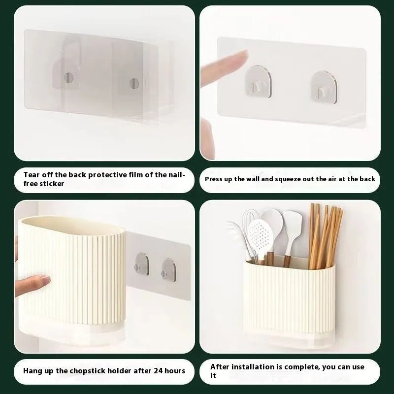 Cross-border drain chopsticks tube wall hanging holder in beige, dark green or orange