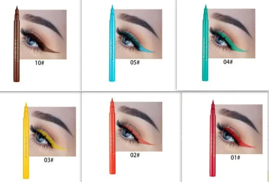 12-colour matte eyeliner set with waterproof long-lasting formula, each in 1x1x13.5cm cardboard packaging