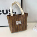 Japanese style corduroy handbag in ivory white with large capacity and fresh design