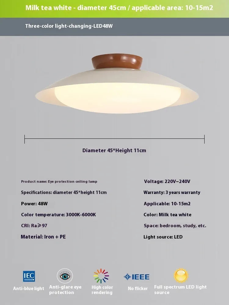 Modern flying saucer shaped ceiling lamp in cream style with minimalist design