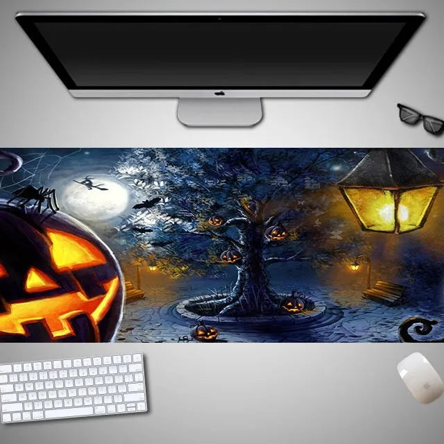 Halloween mouse pad with non-slip rubber cloth material in oversized dimensions for gaming