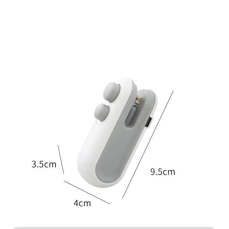 White portable handheld heat sealer with magnetic back for chip bag sealing