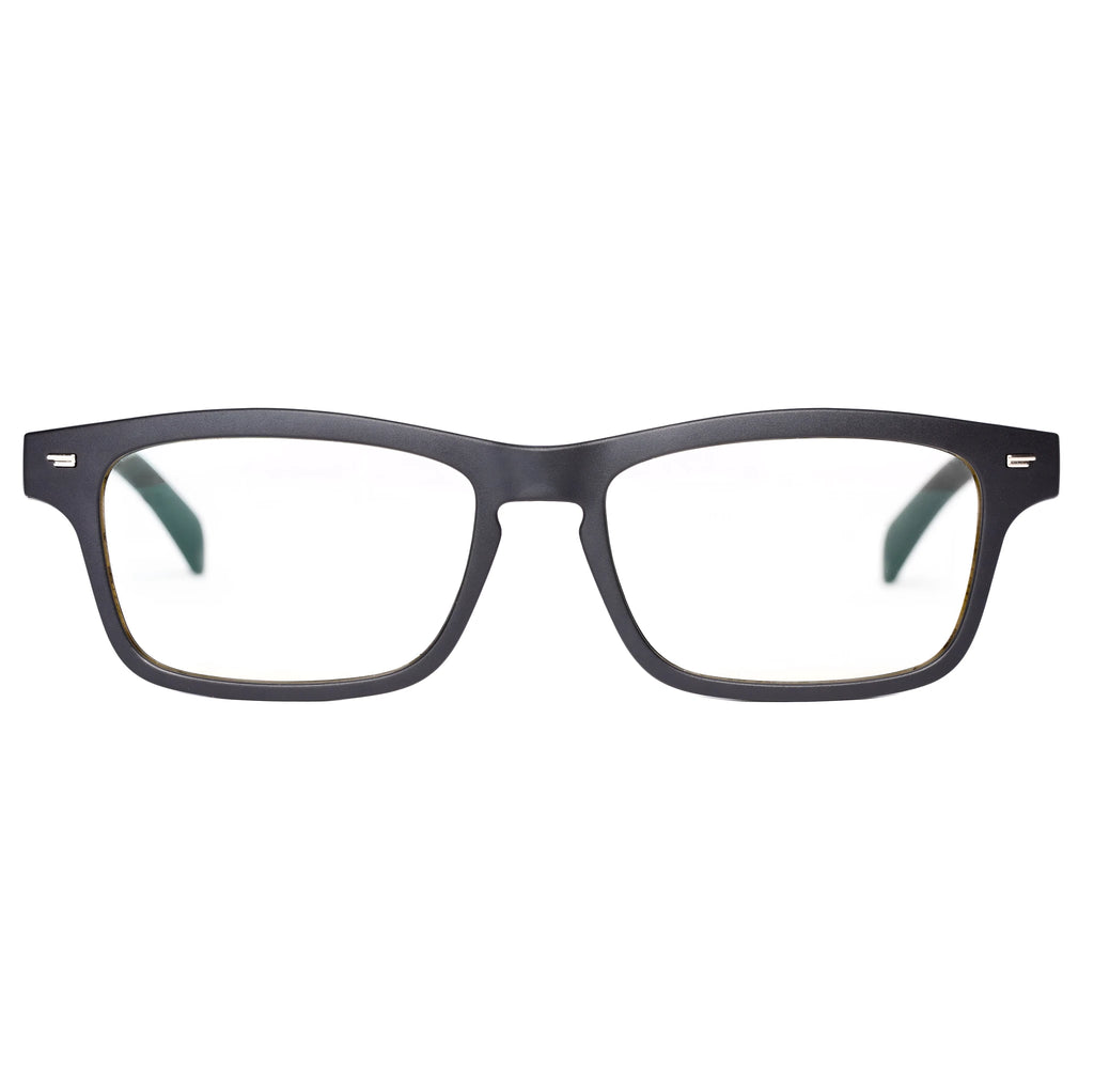 Smart glasses with Bluetooth open-ear audio and touch transparent anti-blue light PC polarised lenses.