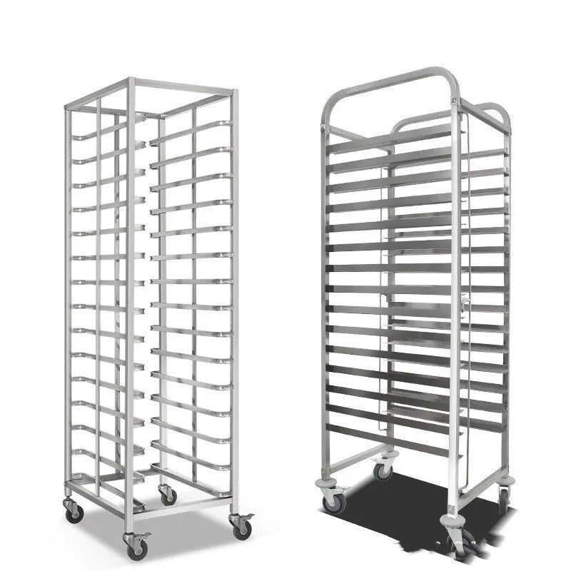 Stainless steel commercial baking tray rack with six layers and a locking mechanism