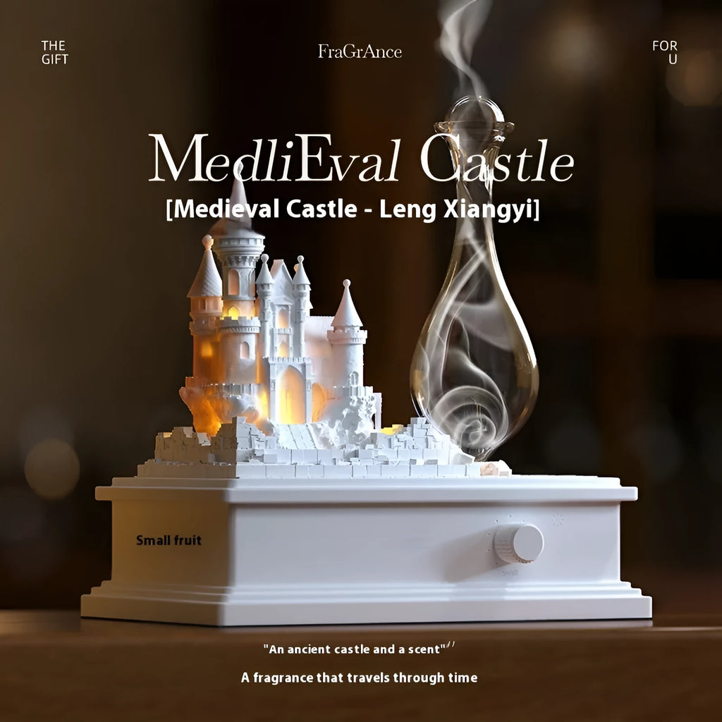 White medieval castle aromatherapy machine with waterless cold fragrance system and ambient lighting