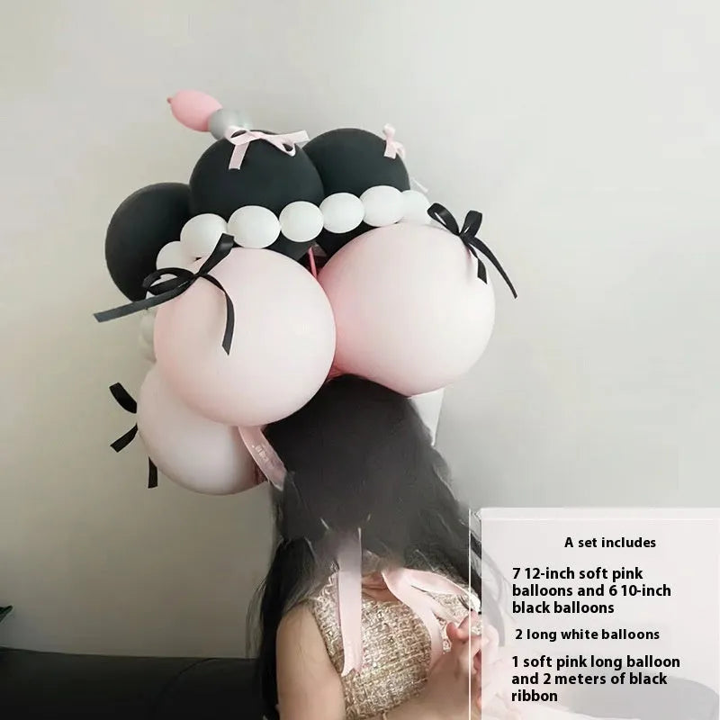 Balloon bouquet cake DIY kit with round arch frame and decoration materials for party centrepieces