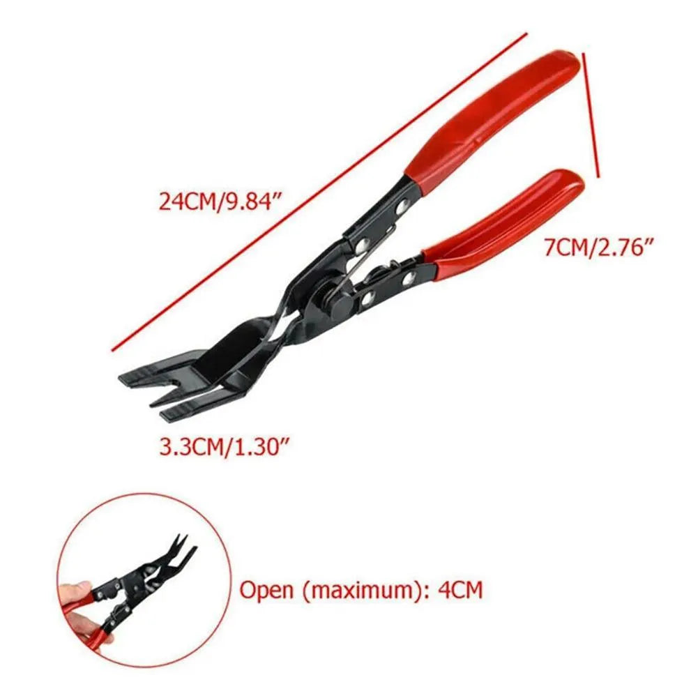 Blue steel car door panel clamp removal pliers tool measuring 235mm in length