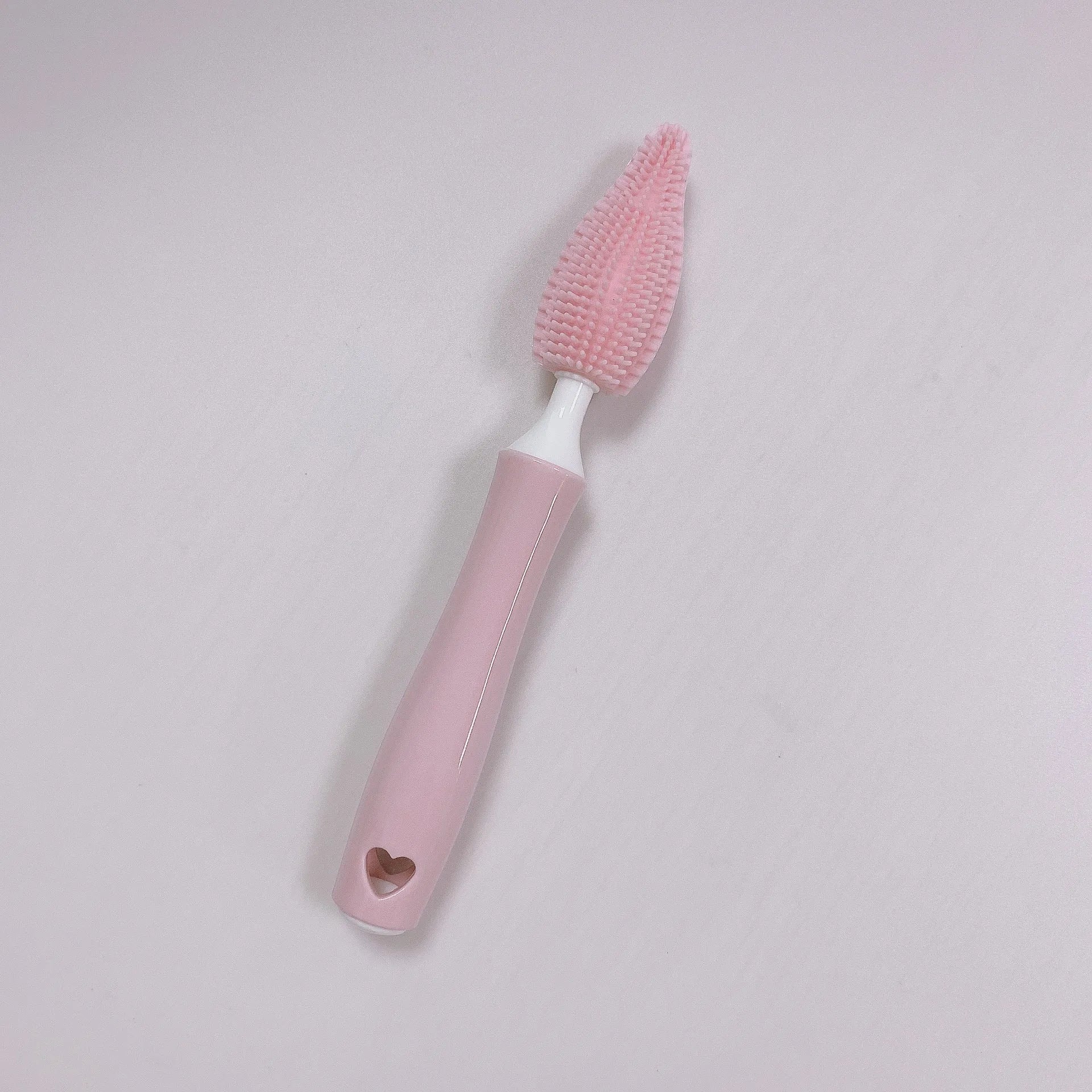 Silicone baby bottle cleaning brush set with long handle and small straw brush in assorted colours.
