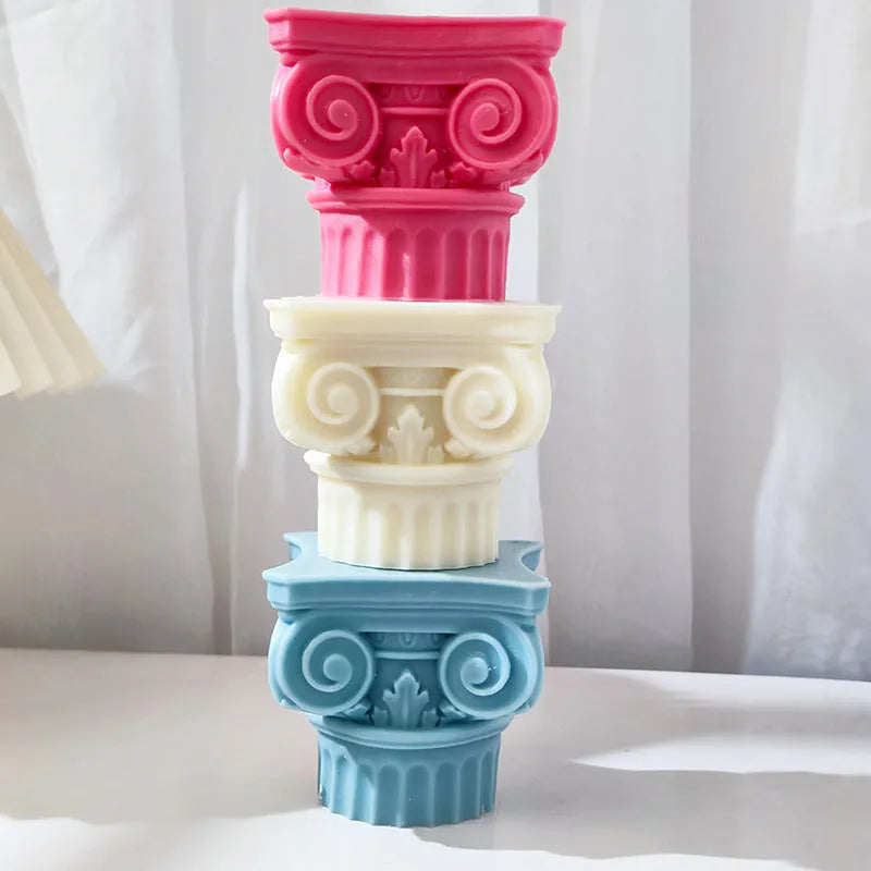 Roman pillar silicone mold for candle making and decorative crafts