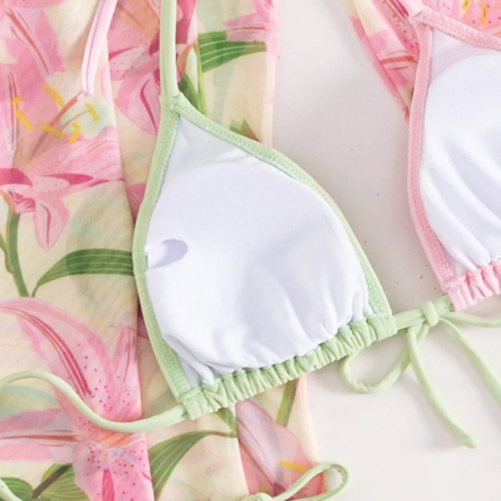 Women's quick-drying printed bikini swimsuit in European and American sizes