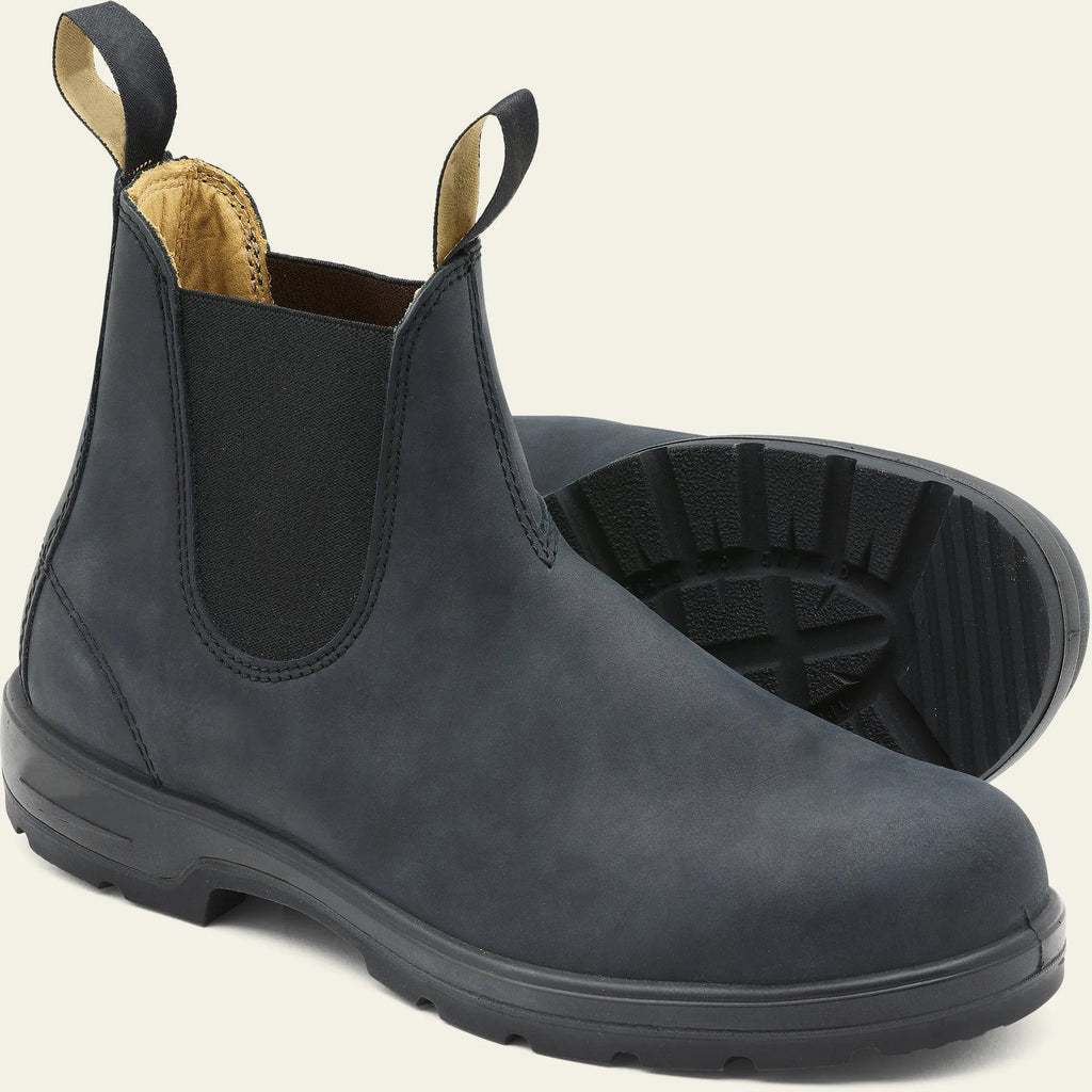 Vintage brown frosted PU leather Chelsea boots for men and women with car stitch detail and low heel.