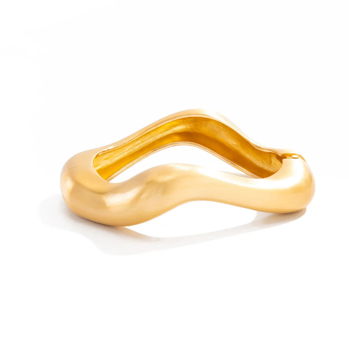 Alloy opening bracelet ellipse shape electroplated finish matte gold colour cold wind style