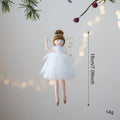 Pink cloth ballet girl plush doll with angel wings and pendant design on white background