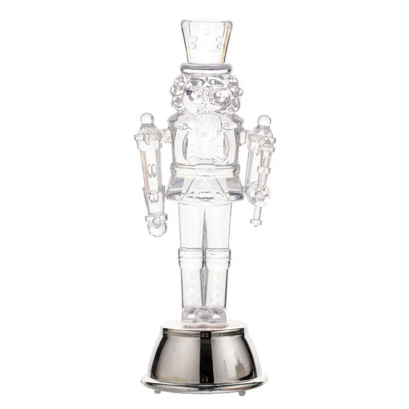 Transparent plastic Walnut Soldier nutcracker Christmas ornament, 12cm tall.