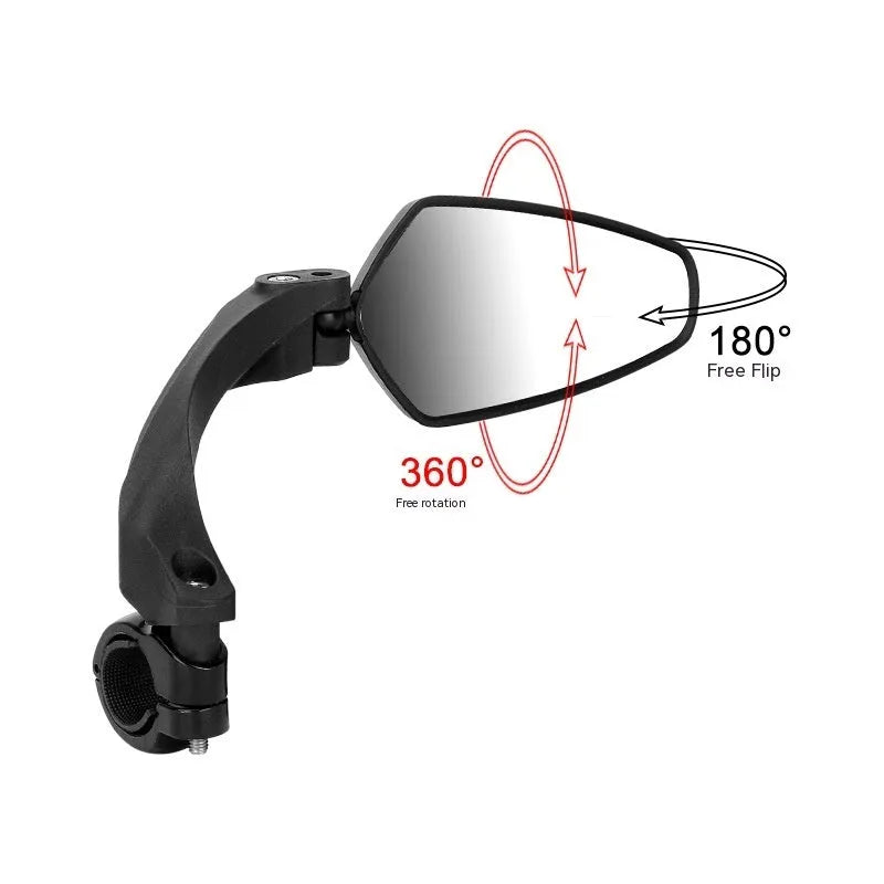 Black rotatable mountain bike rearview mirror made from PMMA acrylic material