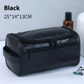 Large waterproof cosmetic storage bag in brown PU leather with a retro style design.