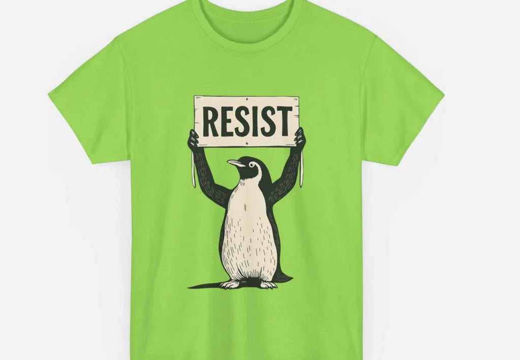 Straight cut loose fit cotton T-shirt in black, green, or white with short sleeves and round neck.