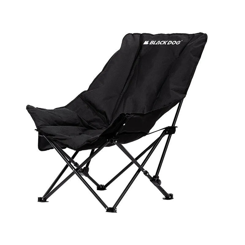 Night Black folding camping recliner chair with removable cover, shown in a portable stool design.