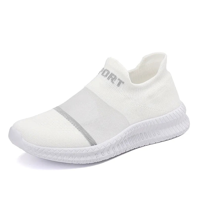 Flyknit woven sports sock shoes in khaki colour with lace fastening and breathable hollow construction