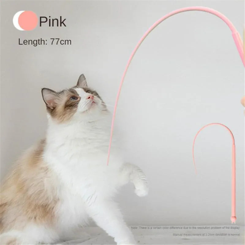 Simulated mouse tail cat toy with blue silicone tail and cat head design for interactive play