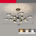 Black 13-head iron pendant chandelier with remote control and adjustable suspension