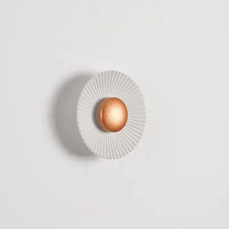 Round aluminium wall lamp with LED lighting in outer white inner gold colour configuration