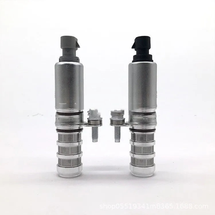 Pair of oil control VVT solenoid valves for Buick and Chevrolet vehicles.