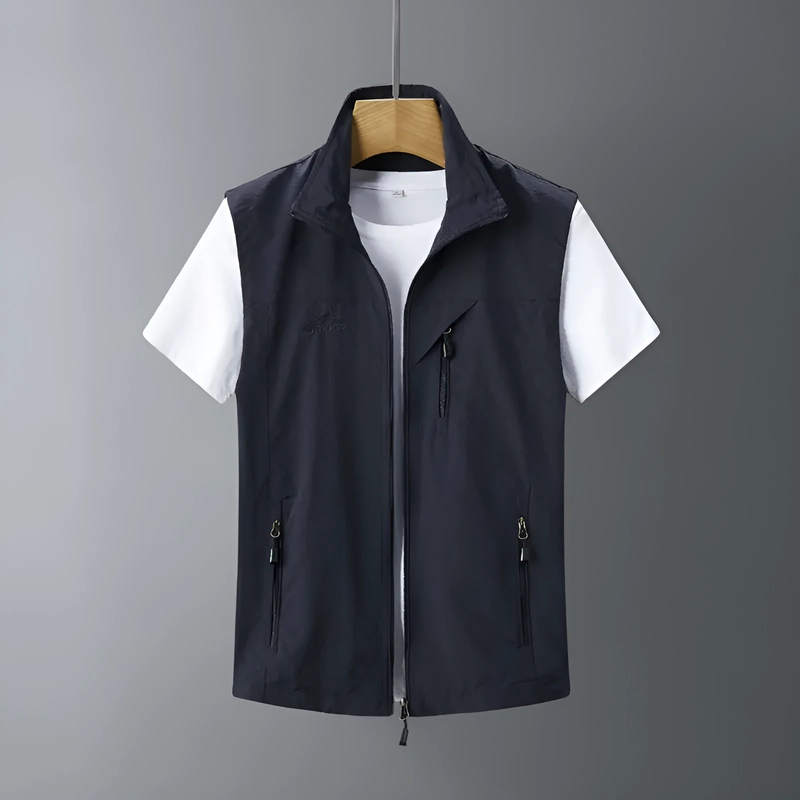 Men's hooded rabbit fur vest in slim fit for outdoor casual wear