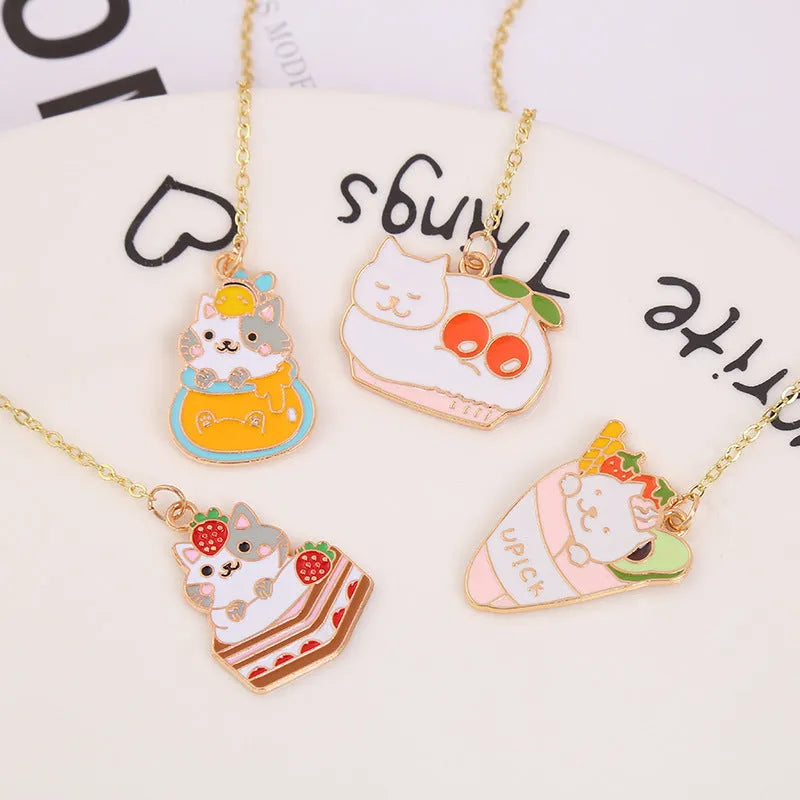 Jane Lime Foodie cute pet cat metal pendant bookmark in choice of four cartoon designs.