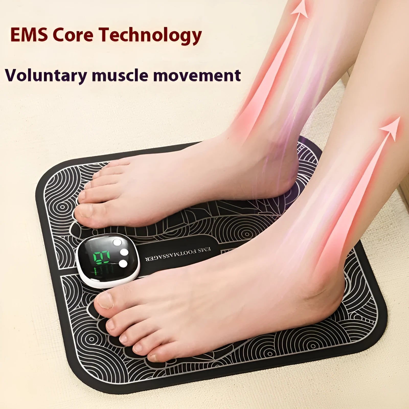USB rechargeable reflexology foot massager mat with remote control and adjustable settings