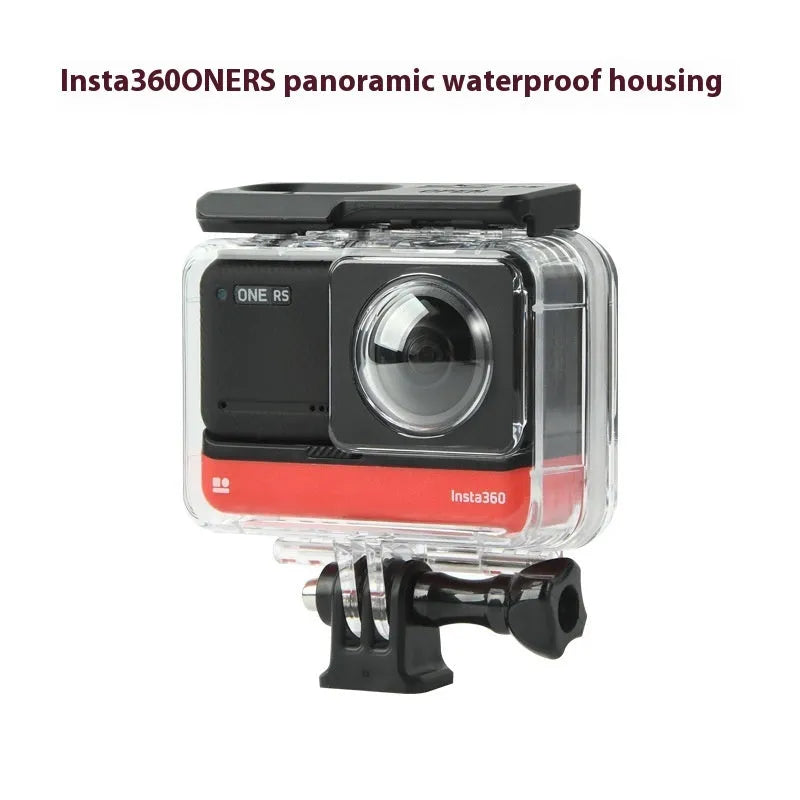 Transparent Insta360 One RS panoramic camera waterproof housing with clear polycarbonate construction
