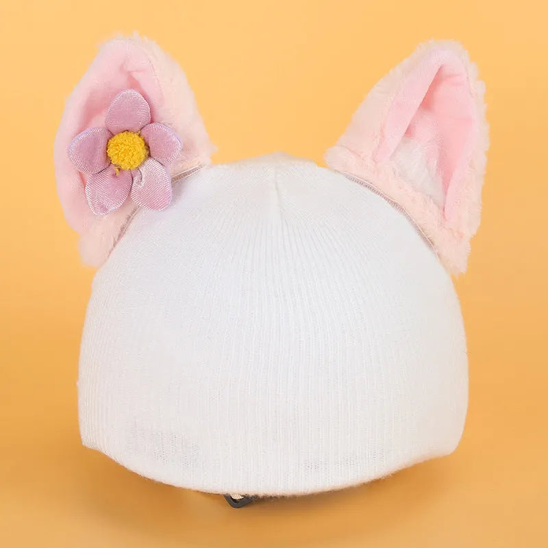 Plush fabric cartoon character helmet cover and matching hat cover set for costumes.