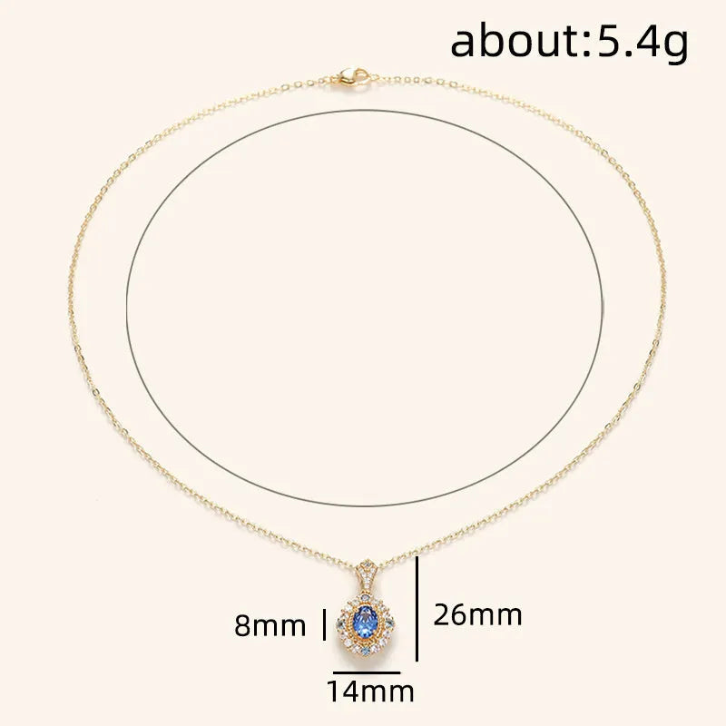 Women's royal style necklace with mixed gem pendant on adjustable yellow gold chain