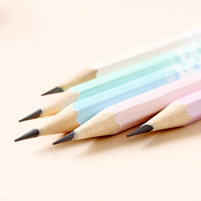 Basswood thermal transfer pencil with six-angle rod design showing wooden construction and HB hardness marking