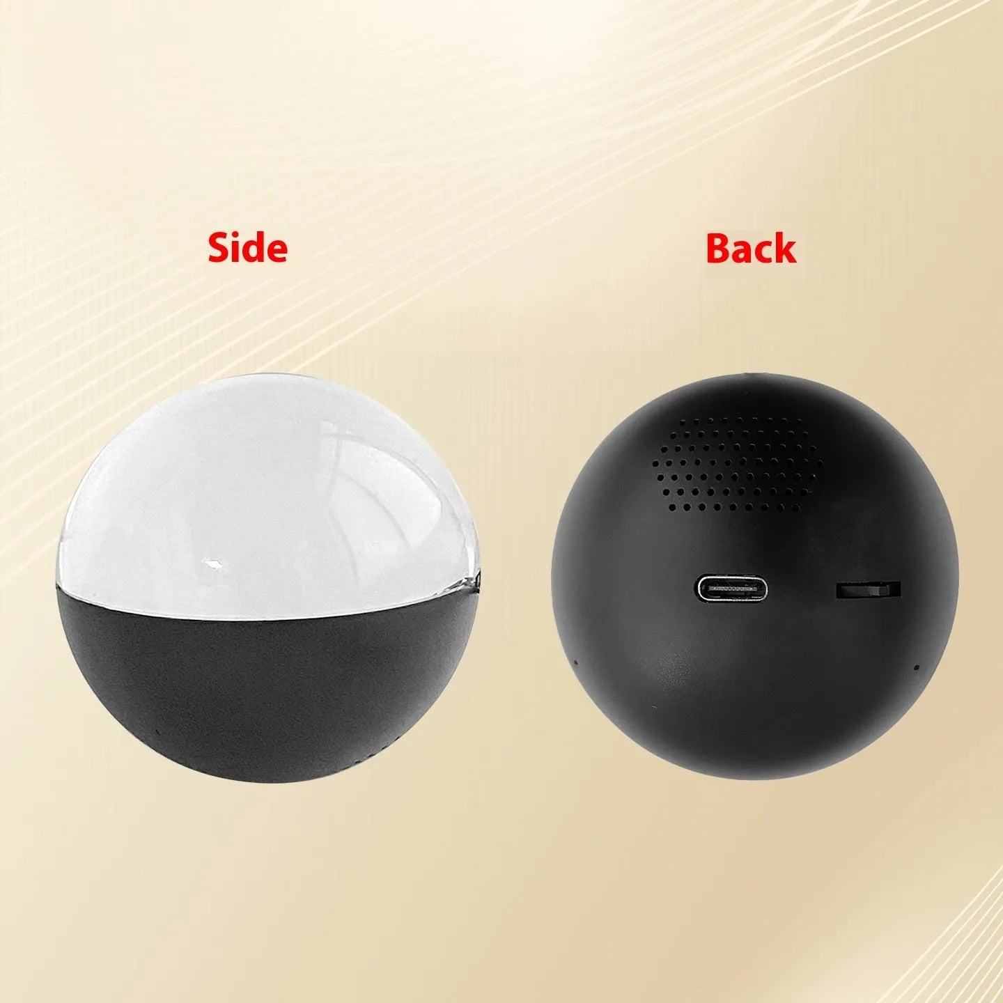 Compact electronic ball video player with round screen and wheel control in multiple colour options