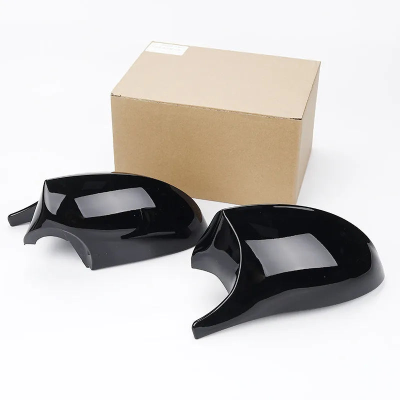 Pair of black ABS plastic rearview mirror shells for BMW E90 3 Series replacement