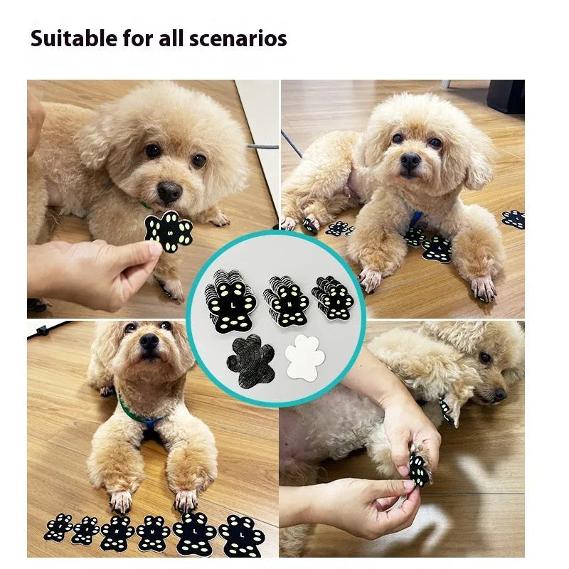 Pack of 8 breathable silicone cloth dog claw protection footstickers in S or M size
